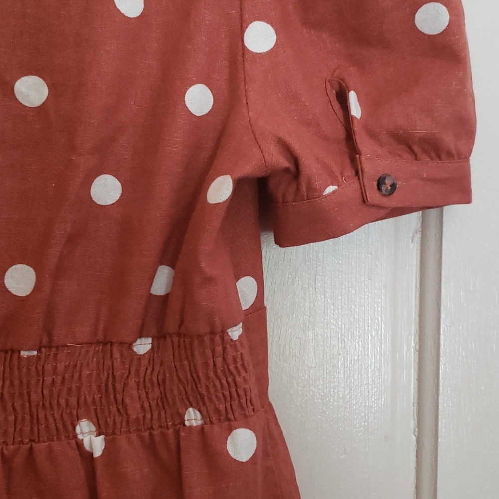 SOLD.   NWOT Anthropologie MINE Linen Dress Puff Sleeve  T - Picture 8 of 11